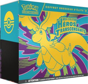 Coffret etb héros transcendant 1,9 Pokémon : Coffret Dresseur d’élite Méga-Évolution – Héros Transcendants (1 Carte Promo entièrement illustrée, 9 boosters et des Accessoires de Jeu Premium)