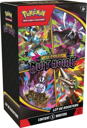 Bundle Pokémon : Lot de boosters Méga-Évolution – Nuit Noire (6 boosters)